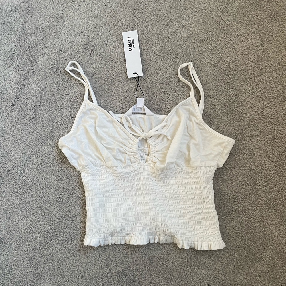 BB Dakota White Ruched Women’s Top